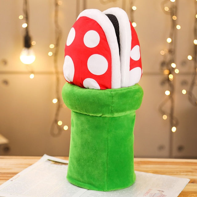Multifunctional mushroom piranha plush toy con diseño de hongo y piraña, ideal para abrazos y diversión versátil.